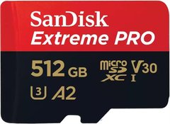 Карта памяти SanDisk microSD 512GB C10 UHS-I U3 R200/W140MB/s Extreme Pro V30 + SD SDSQXCD-512G-GN6MA фото