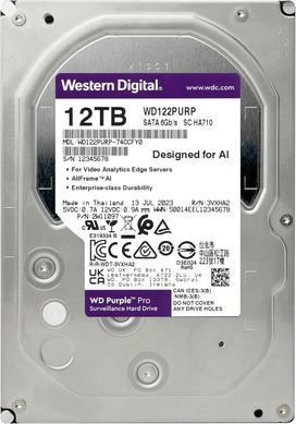 WD Жесткий диск 12TB 3.5" 7200 512MB SATA Purple Pro Surveillance WD122PURP фото