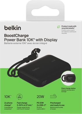 Belkin Аккумулятор портативный литий-ионный Power Bank 10000мА&middot;ч, 20Вт, с дисплеем, черный BPB027HQBK фото