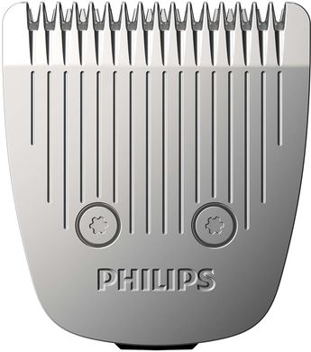Philips Тример Beardtrimmer series 5000, для бороди і вусів, мережа+акум., насадок-2, чохол, сталь, чорний BT5515/70 фото