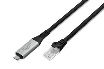 Digitus Кабель DIGITUS Ethernet USB-C - RJ45 CAT 6A S/FTP, 1 Gbit/s, 2m, LSZH AK-300601-020-S фото