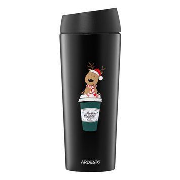 ARDESTO Термокухоль Coffee Time Reindeer 450мл, нержавіюча сталь, чорний AR2645RN фото