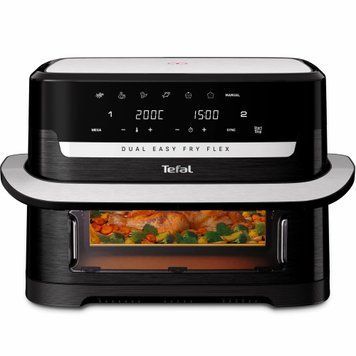 Tefal Мультипіч Tefal Dual Easy Fry Flex, 2700Вт, чаша-5.5+3.5л, сенсорне керув., з віконцем, 2 чаши, гриль, пластик, чорний EY9228E0 фото