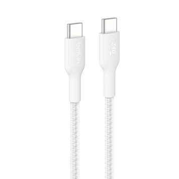 Belkin Кабель USB-C > USB-C заряджання/синхронізації 1м, 240Вт, Type-C, плетений, білий CAB025HQ1MWH фото