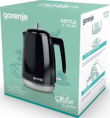Gorenje Электрочайник 1.7л, Strix контроль, черный K15RLBK фото