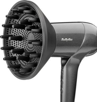 BaByliss Фен Titanium Shine, 1600Вт, 3 режими, іонізація, хол. обдув, 2 насадки, темно-сірий D6200DE фото