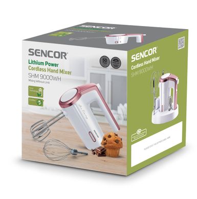 Sencor Міксер ручний Accu technology, 50Вт, насадки -2, безпровідний, USB-C, білий SHM9000WH фото