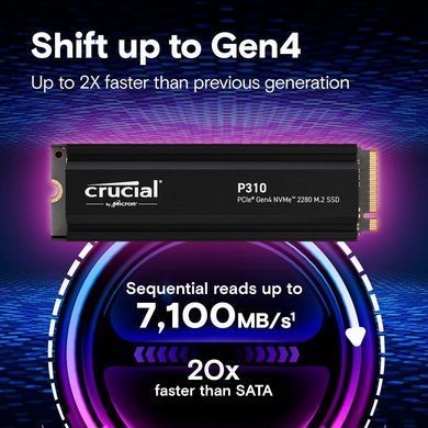 Crucial Накопичувач SSD Crucial M.2 1TB PCIe 4.0 P310 + радіатор CT1000P310SSD5 фото