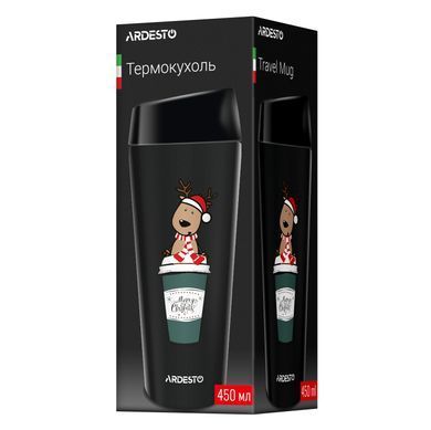 ARDESTO Термочашка Coffee Time Reindeer 450мл, нержавеющая сталь, чорный AR2645RN фото