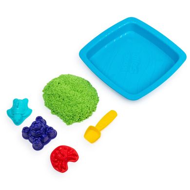 Набор песка для детского творчества - KINETIC SAND ЗАМОК ИЗ ПЕСКА (зеленый, 454 г, формочки, лоток) 71402G фото