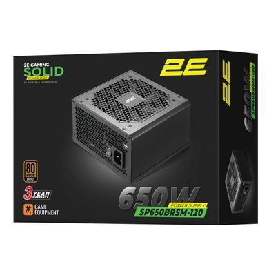 2E Gaming Блок питания Solid Power (650W) >85% 80+ Bronze 120mm 1xMB 24pin(20+4) 2xCPU 8pin(4+4) 3xMolex 6xSATA 4xPCIe 8pin(6+2) Semi Modular 2E-SP650BRSM-120 фото