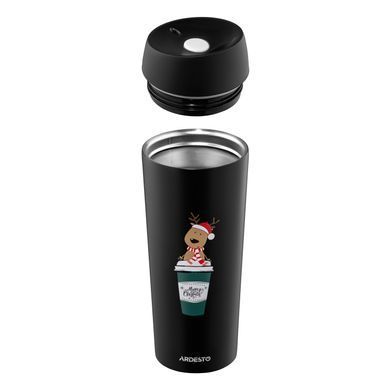 ARDESTO Термочашка Coffee Time Reindeer 450мл, нержавеющая сталь, чорный AR2645RN фото