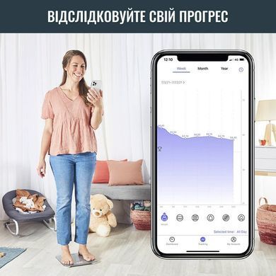Tefal Ваги підлогові Goodvibes Life, 160кг, Bluetooth, AAAx3 в комплекті, скло, сірий BM9600S1 фото