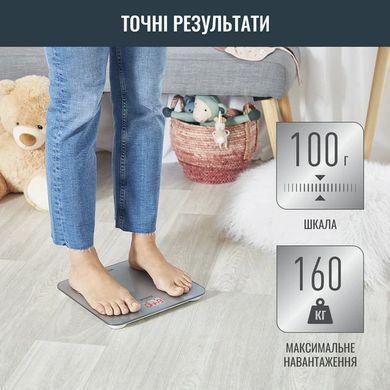 Tefal Ваги підлогові Goodvibes Life, 160кг, Bluetooth, AAAx3 в комплекті, скло, сірий BM9600S1 фото
