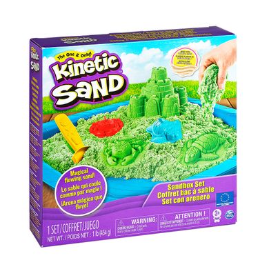 Набір піску для дитячої творчості - KINETIC SAND ЗАМОК З ПІСКУ (зелений, 454 г, формочки, лоток) 71402G фото