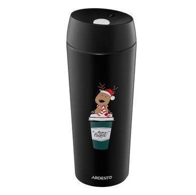 ARDESTO Термочашка Coffee Time Reindeer 450мл, нержавеющая сталь, чорный AR2645RN фото