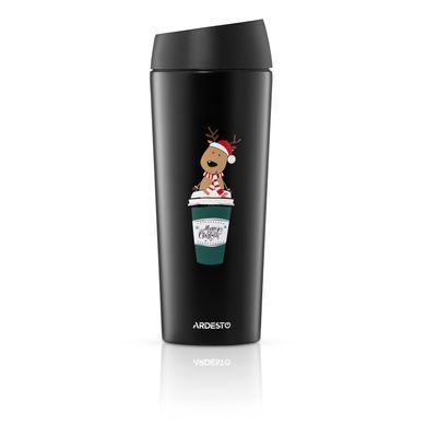 ARDESTO Термочашка Coffee Time Reindeer 450мл, нержавеющая сталь, чорный AR2645RN фото