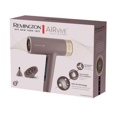 Remington Фен AIRvive, 1600Вт, 3 режими, дифузор, іоніз-я, хол. обдув, фіолетово-золотий EC8930 фото