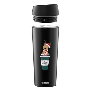 ARDESTO Термочашка Coffee Time Reindeer 450мл, нержавеющая сталь, чорный AR2645RN фото