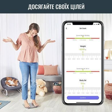 Tefal Ваги підлогові Goodvibes Life, 160кг, Bluetooth, AAAx3 в комплекті, скло, сірий BM9600S1 фото