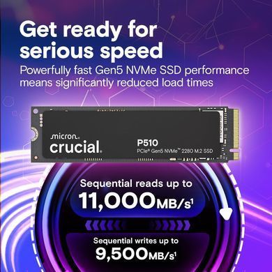 Crucial Накопичувач SSD Crucial M.2 1TB PCIe 5.0 P510 CT1000P510SSD8 фото