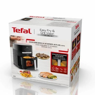 Tefal Мультипіч Easy Fry&Grill Vision Window, 1550Вт, чаша-4.2л, сенсорне керув., 10 програм, з віконцем, пластик, чорний EY506810 фото