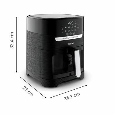 Tefal Мультипіч Easy Fry&Grill Vision Window, 1550Вт, чаша-4.2л, сенсорне керув., 10 програм, з віконцем, пластик, чорний EY506810 фото