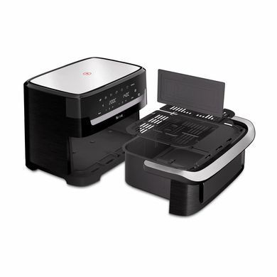Tefal Мультипіч Tefal Dual Easy Fry Flex, 2700Вт, чаша-5.5+3.5л, сенсорне керув., з віконцем, 2 чаши, гриль, пластик, чорний EY9228E0 фото