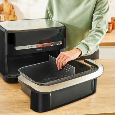 Tefal Мультипіч Tefal Dual Easy Fry Flex, 2700Вт, чаша-5.5+3.5л, сенсорне керув., з віконцем, 2 чаши, гриль, пластик, чорний EY9228E0 фото