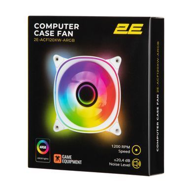 2E Gaming Case Fan Air Cool X Fan ACF120XB-ARGB, 120mm, 1200rpm, 3pin, 3pin +5VARGB, 20,4dBa, white 2E-ACF120XW-ARGB фото
