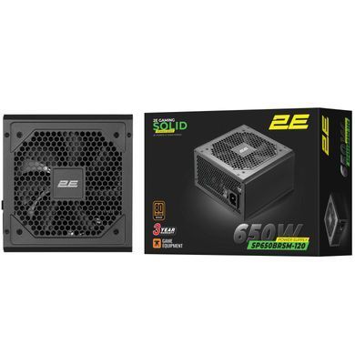 2E Gaming Блок питания Solid Power (650W) >85% 80+ Bronze 120mm 1xMB 24pin(20+4) 2xCPU 8pin(4+4) 3xMolex 6xSATA 4xPCIe 8pin(6+2) Semi Modular 2E-SP650BRSM-120 фото