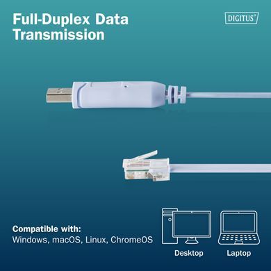 Digitus Адаптер USB 2.0 > RJ45 (M/M), FT232RNL, 1.8m DA-70173 фото