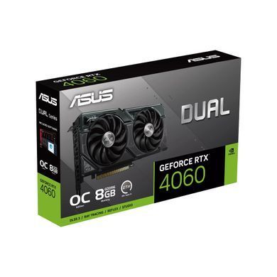 ASUS Відеокарта GeForce RTX 4060 8GB GDDR6 DUAL OC V2 DUAL-RTX4060-O8G-V2 Bulk 90YV0JC4-M0NB00 фото