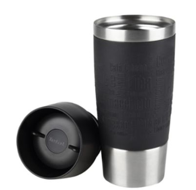 Термочашка Tefal Travel Mug, 360мл, діам60, t хол. 8г, гар.4г, нерж.сталь+пластик, чорний K3081114 фото