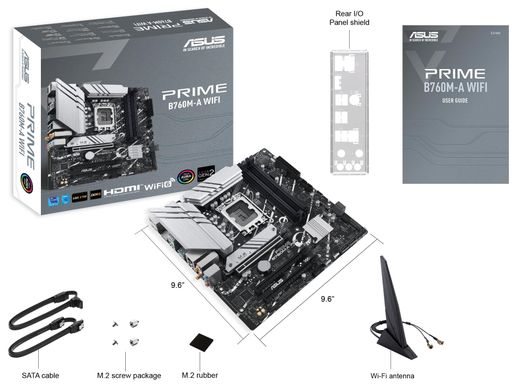 ASUS Материнcкая плата PRIME B760M-A WIFI s1700 B760 4xDDR5 M.2 HDMI DP Wi-Fi BT mATX 90MB1EL0-M1EAY0 фото