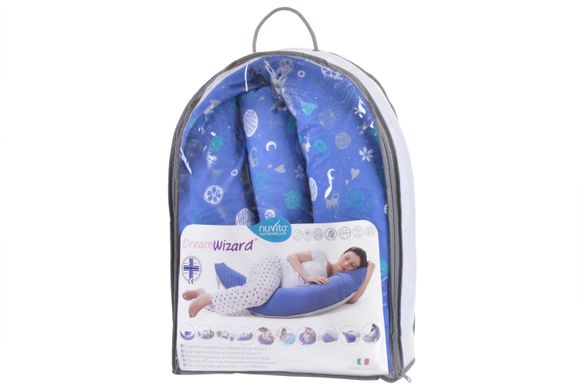 Подушка для вагітних і для годування Nuvita 10 в 1 DreamWizard Синя NV7100BLUE фото