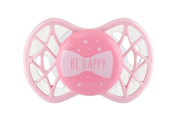 Пустушка Nuvita 7065 Air55 Cool симетрична 0m+ "BE HAPPY" кольору "рожевий кварц" NV7065RQ фото