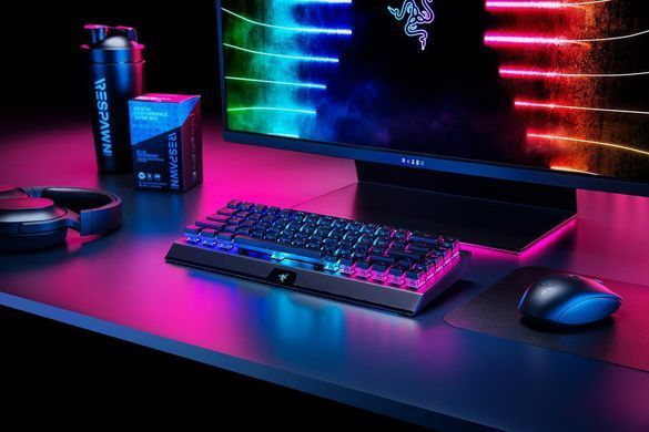 Razer Клавиатура игровая BlackWidow V3 Mini HyperSpeed Green Switch WL/BT/USB RU RGB, Black RZ03-03891600-R3R1 фото