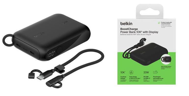 Belkin Аккумулятор портативный литий-ионный Power Bank 10000мА&middot;ч, 20Вт, с дисплеем, черный BPB027HQBK фото