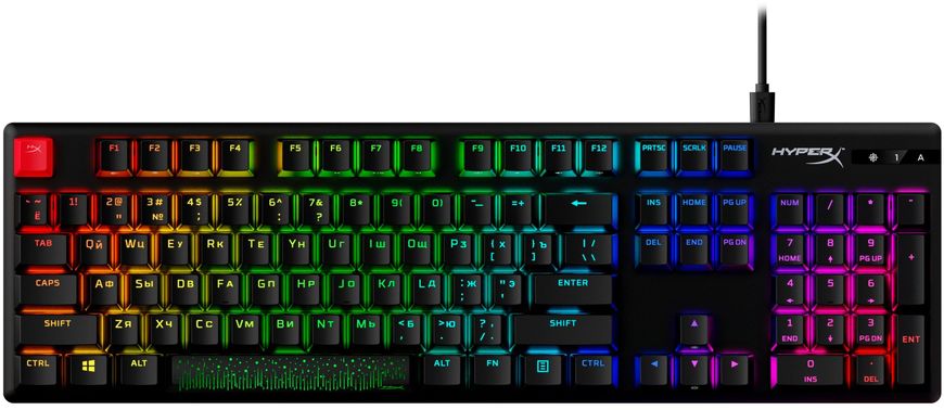 Клавіатура HyperX Alloy Origins Aqua USB RGB PBT ENG/RU, Black 639N5AA фото