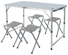 Набір стіл та стільці розкладні Neo Tools, стіл 120х60х54(74)см, 4 стільці, 6.9кг 63-159 фото