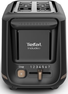 Tefal Тостер Includeo 850Вт, розморожування, щипці, термопластик, чорний