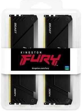 Kingston Пам'ять ПК DDR4 32GB KIT (16GBx2) 3200 FURY Beast RGB KF432C16BB2AK2/32 фото