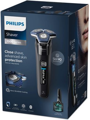 Philips electric shaver rotary, razor head-4, Li-Ion, dry+wet, charge indicator, trimmer, case, black S7886/55 фото