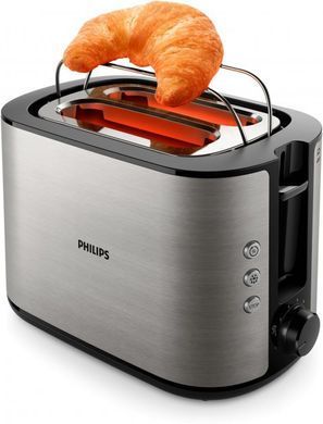 Philips Тостер Viva Collection, 950Вт, пластик + металл , черный+нерж