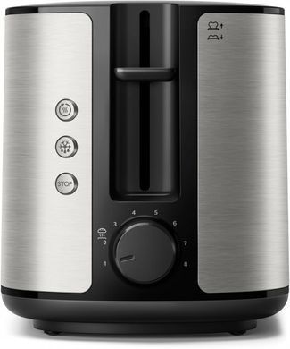 Philips Тостер Viva Collection, 950Вт, пластик + металл , черный+нерж
