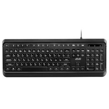 2E Клавіатура мембранна KS120 104key, USB-A, EN/UK, White LED, чорний 2E-KS120UB_UA фото
