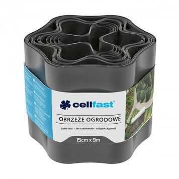 Стрічка газонна Cellfast, бордюрна, хвиляста, 15см x 9м, зграфіт 30-052 фото
