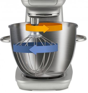 Кухонная машина Gorenje, 1000Вт, чаша-металл, корпус-металл, насадок-4, серебристо-черный MMC1000RLBK фото