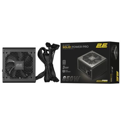 2E Gaming Блок питания Solid Power Pro (850W), >85%, 80+ Bronze, 120mm, 1xMB 24pin(20+4), 2xCPU 8pin(4+4), 3xMolex, 6xSATA, 4xPCIe 8pin(6+2), 1x12VHPWR, Semi Modular 2E-SP850BRSMII-120 фото